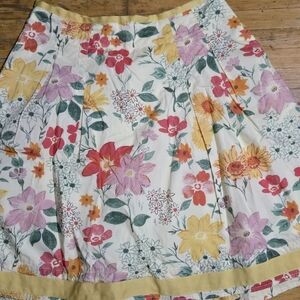 L.L. Bean Floral Skirt with Yellow Accents